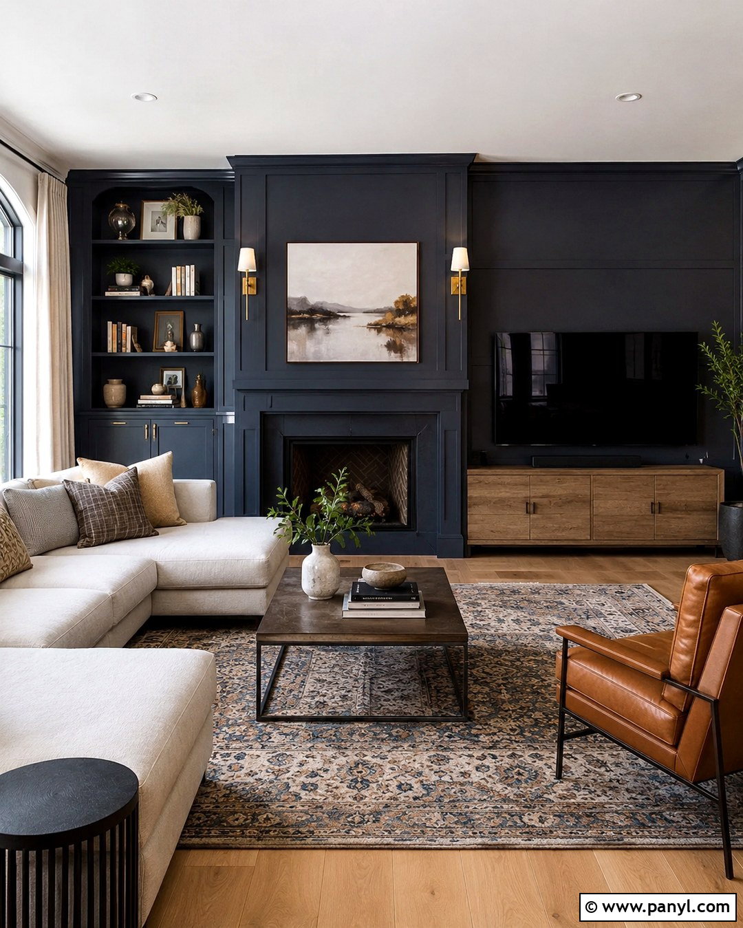 TV Wall With Painted Fireplace - 20 Paint Around Tv On Wall Ideas