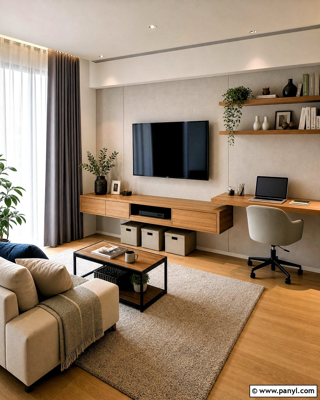 TV Wall With Small Home Office - 20 small living room tv wall ideas