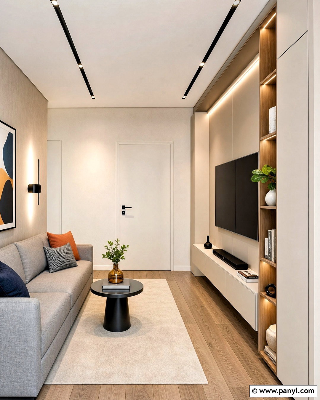TV Wall With Vertical Storage - 20 small living room tv wall ideas