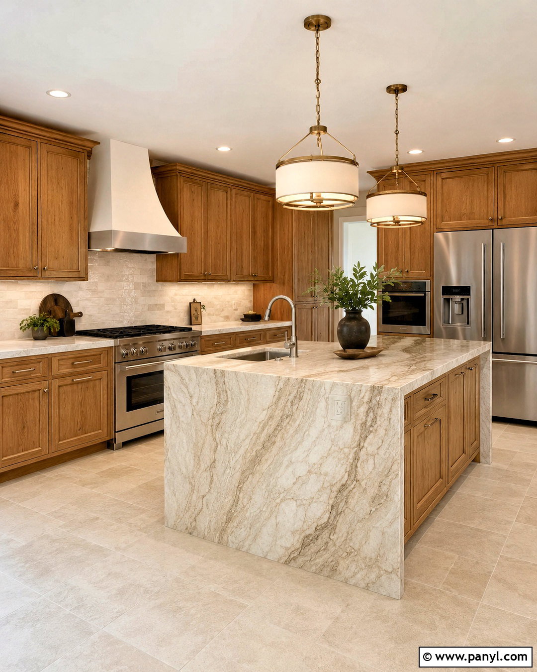 Taj Mahal Quartzite Countertops With Honey Oak Cabinets - 20 countertops with honey oak cabinets