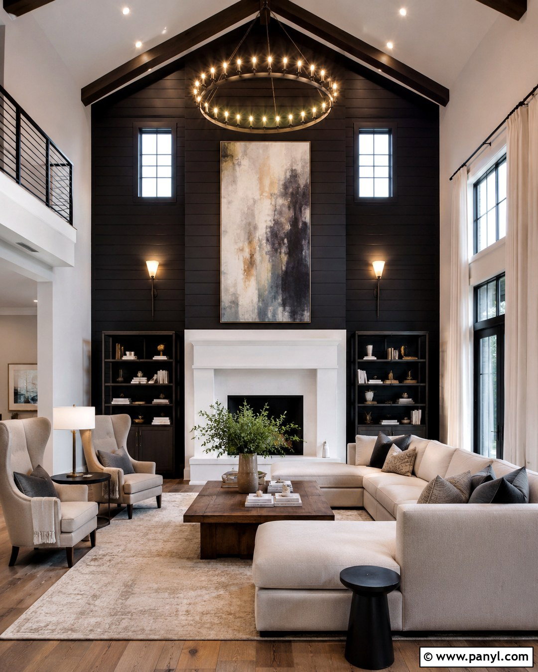 Tall Black Wall With White Fireplace - 20 Black Accent Wall White Fireplace Ideas