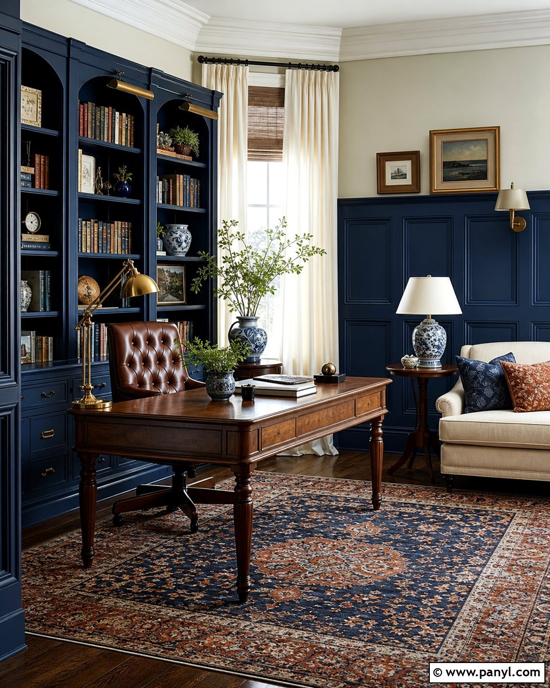 Tall Blue Wainscoting Library - 35 blue wainscoting ideas