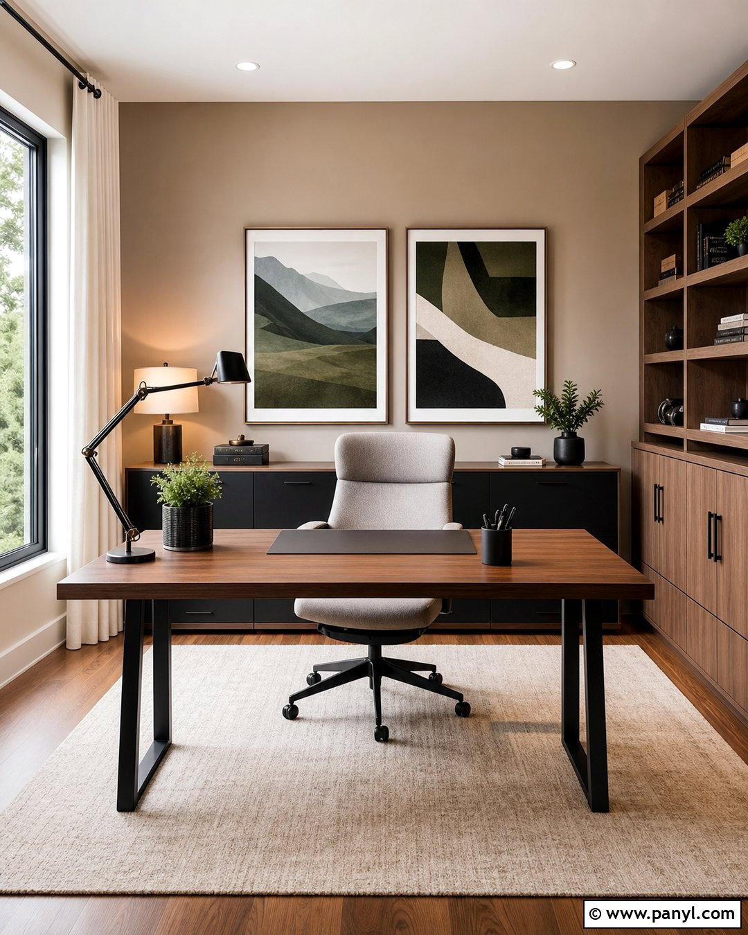 Tan Accent Wall Home Office - 30 Tan Accent Wall Ideas