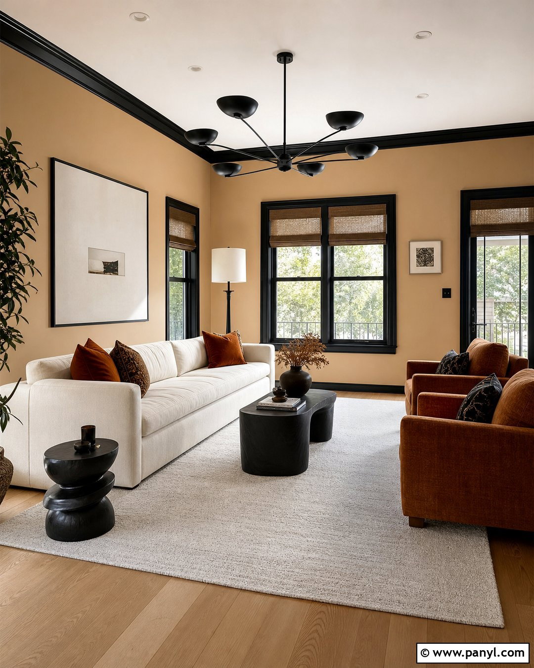 Tan Accent Wall With Black Trim - 30 Tan Accent Wall Ideas