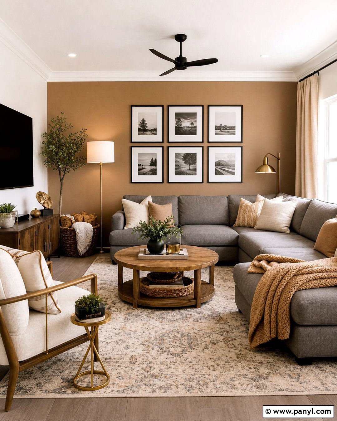 Tan Accent Wall With Gray Furniture - 30 Tan Accent Wall Ideas