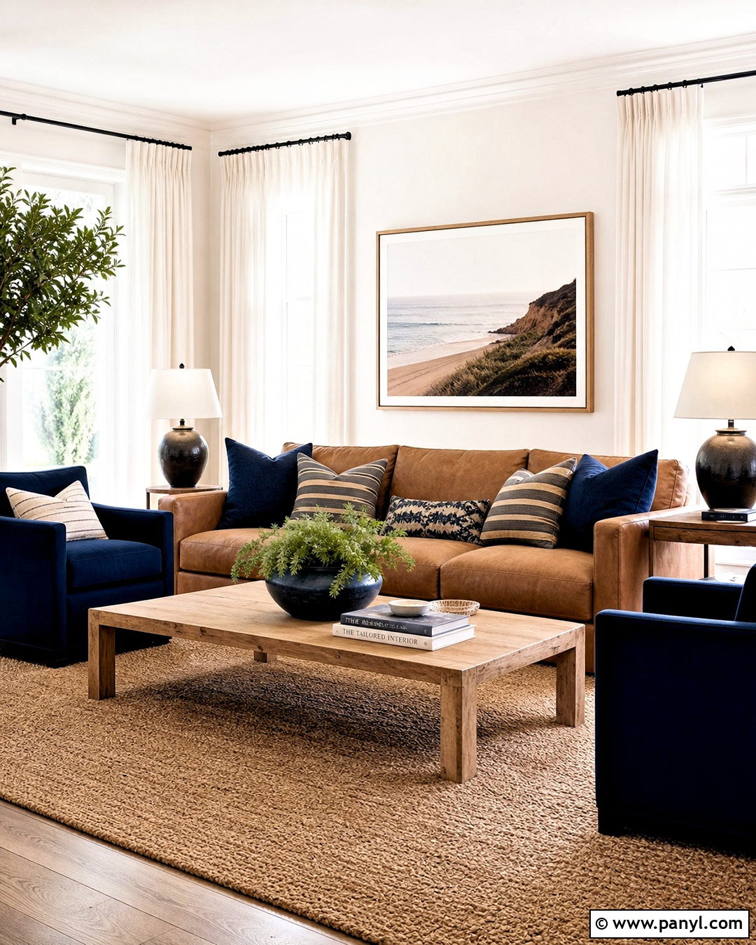 Tan Brown And Navy Blue Living Room - 20 brown color palette ideas