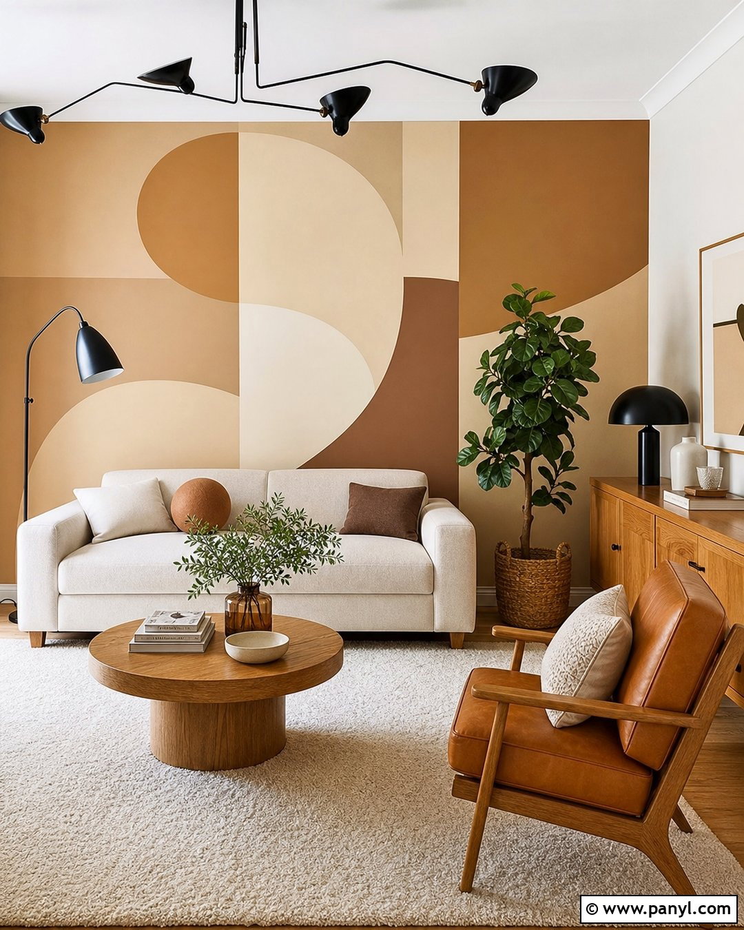 Tan Geometric Accent Wall - 30 Tan Accent Wall Ideas
