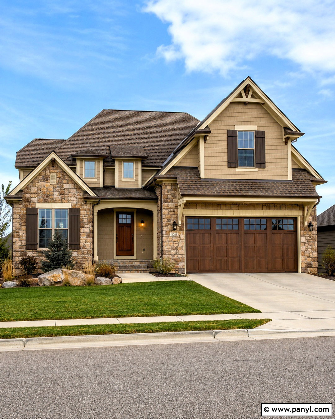 Tan House Exterior With Stone - 20 outer colour of house ideas