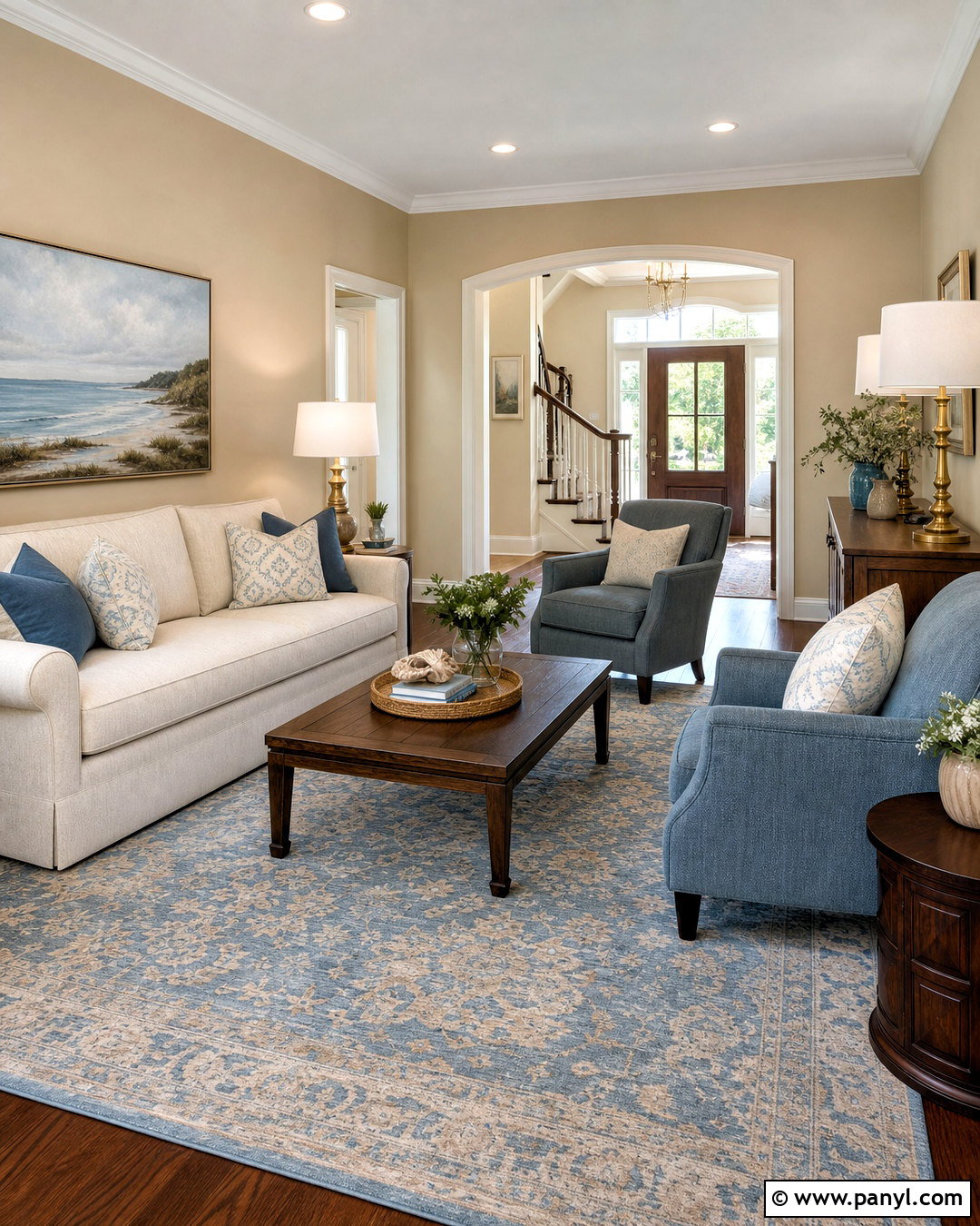 Tan Living Room Walls With Blue Accents - 20 tan living room walls