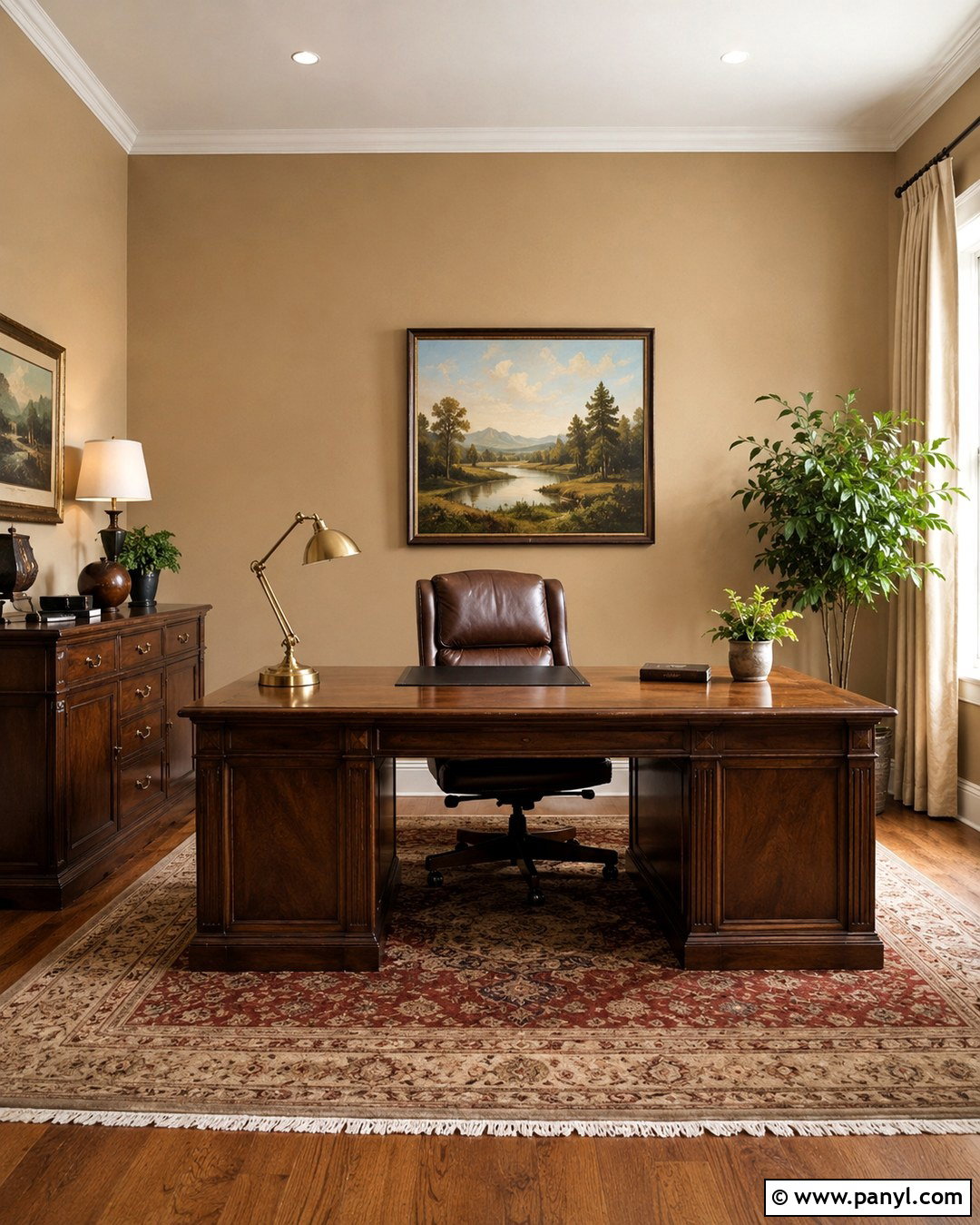 Tan Office Walls With Dark Wood Furniture - 20 Tan Office Walls