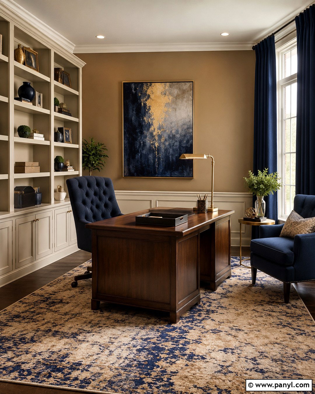 Tan Office Walls With Navy Blue Decor - 20 Tan Office Walls