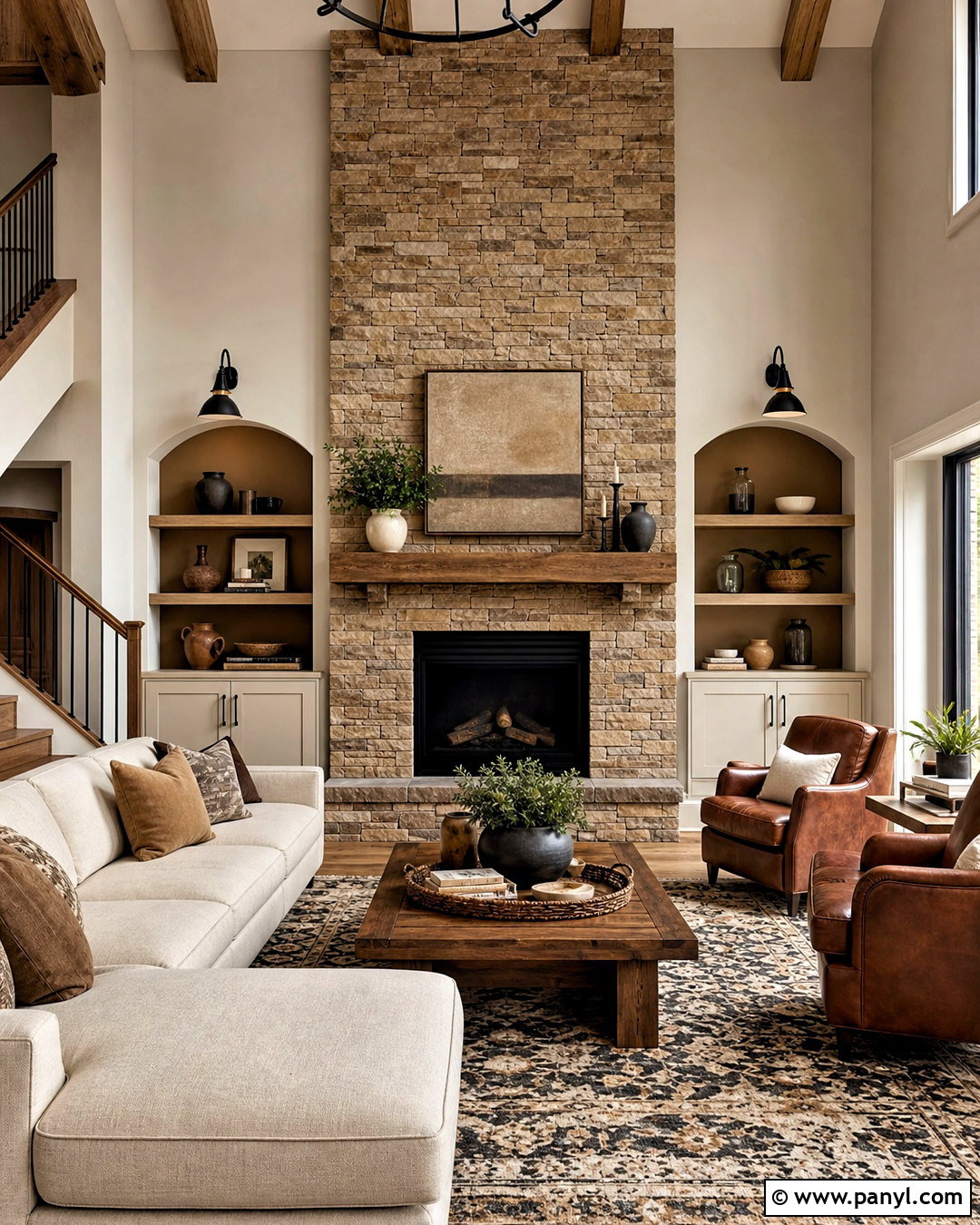 Tan Stone Fireplace Wall - 20 brown wall texture ideas