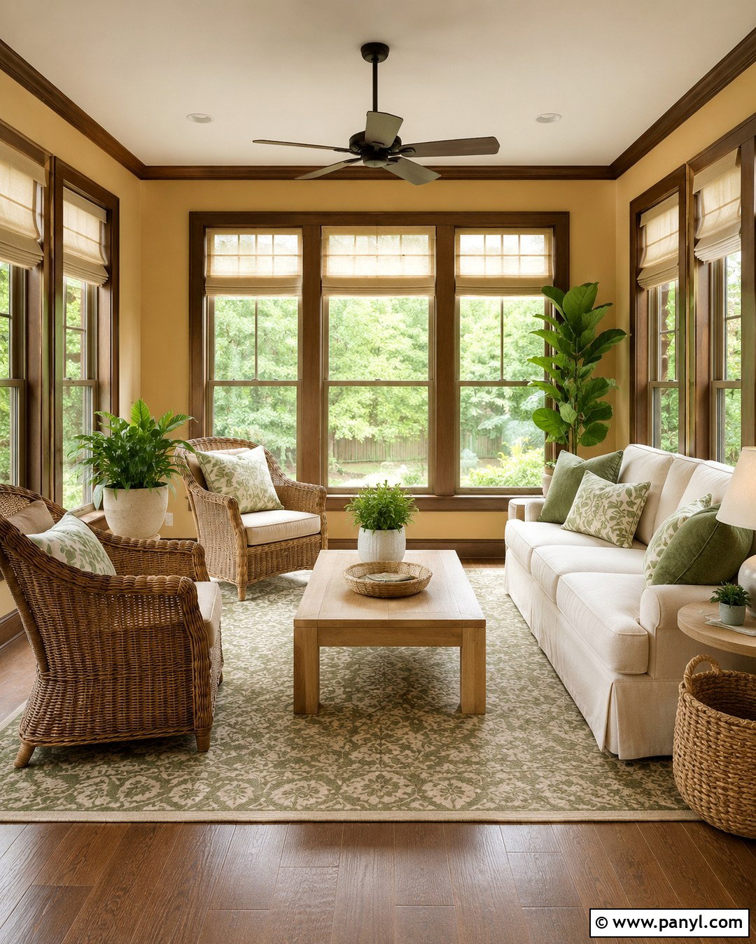 Tan Sunroom With Brown Window Trim - 20 Tan Walls Brown Trim Ideas