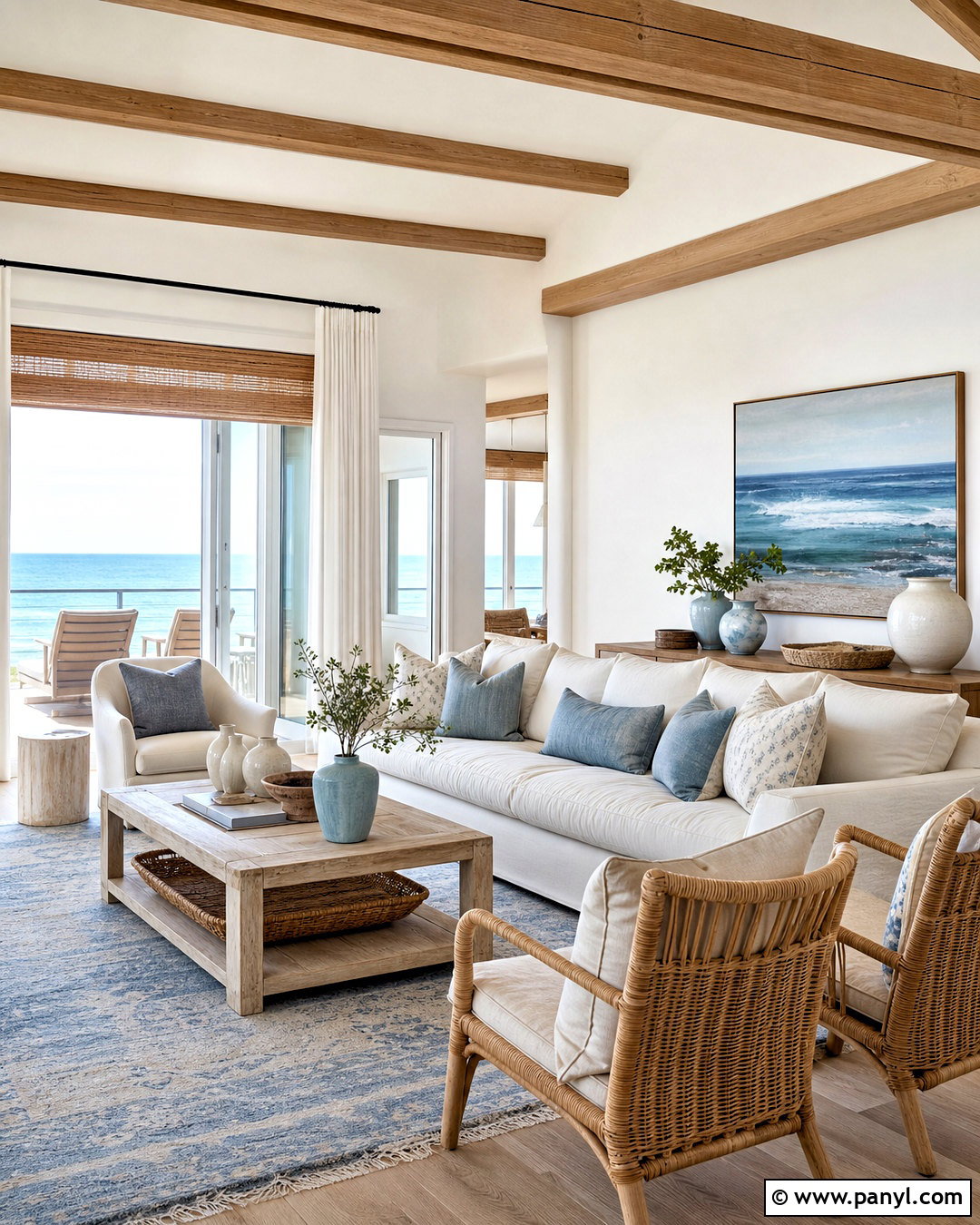 Tan Trim White Walls Coastal Home - 20 tan trim white walls
