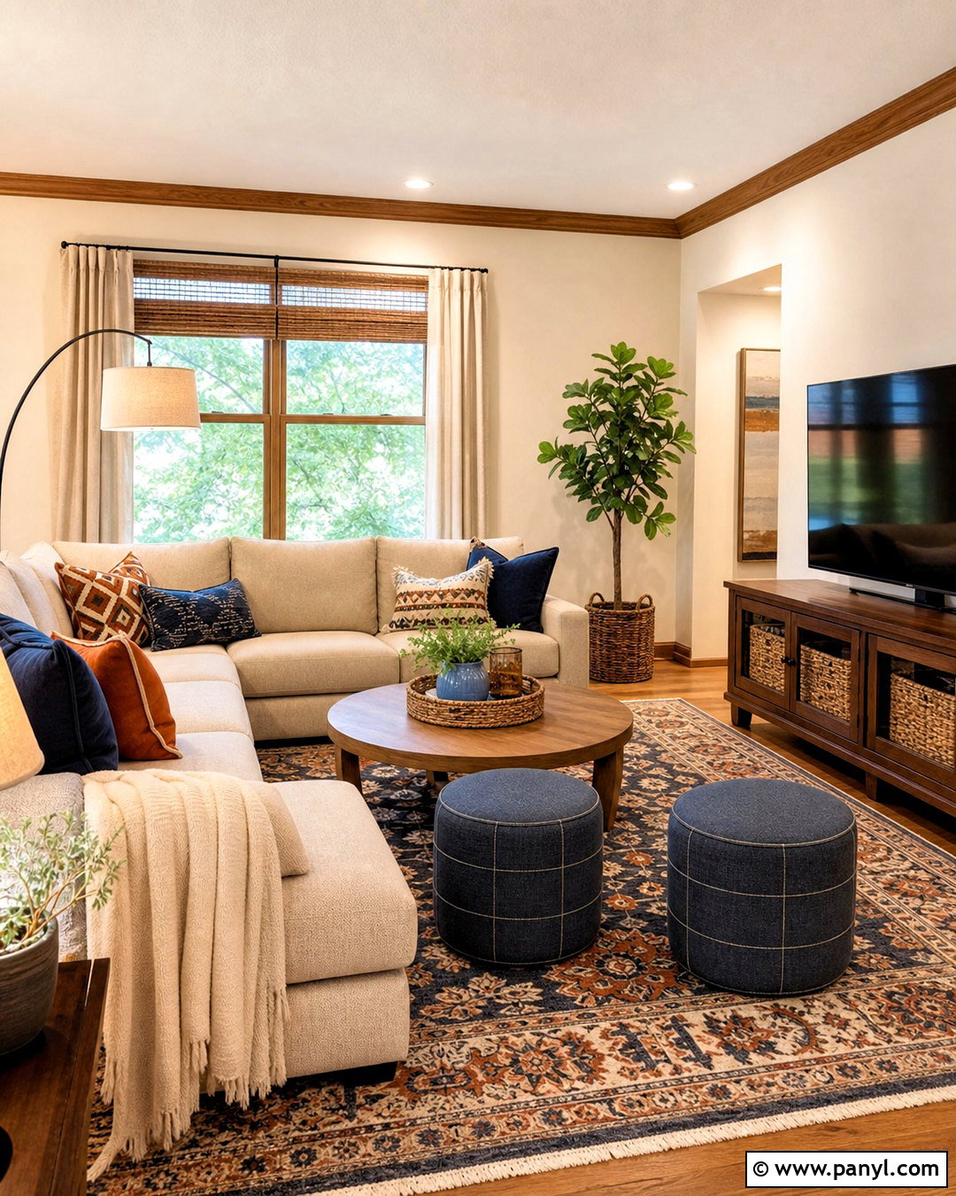 Tan Trim White Walls Family Room - 20 tan trim white walls