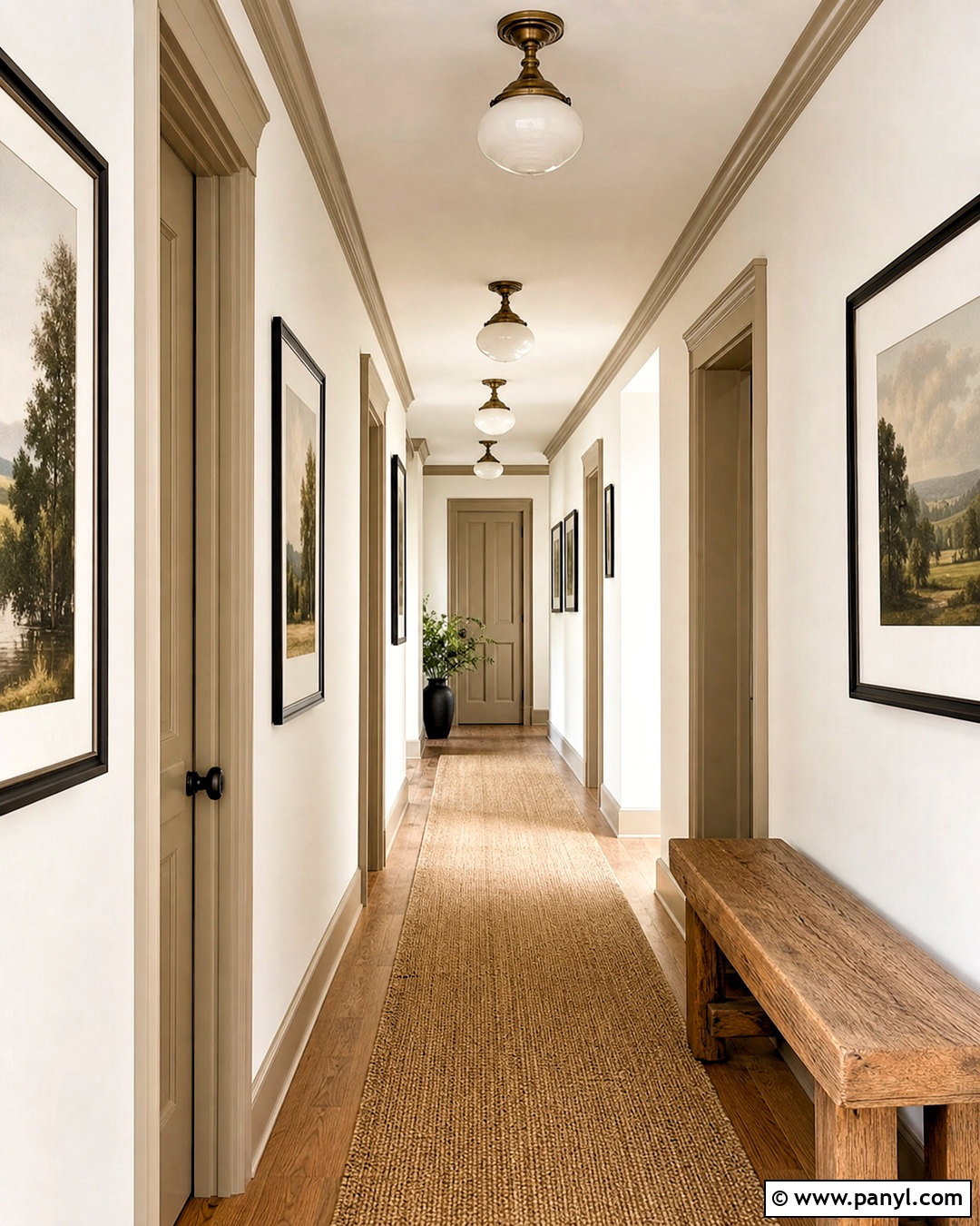 Tan Trim White Walls Hallway - 20 tan trim white walls