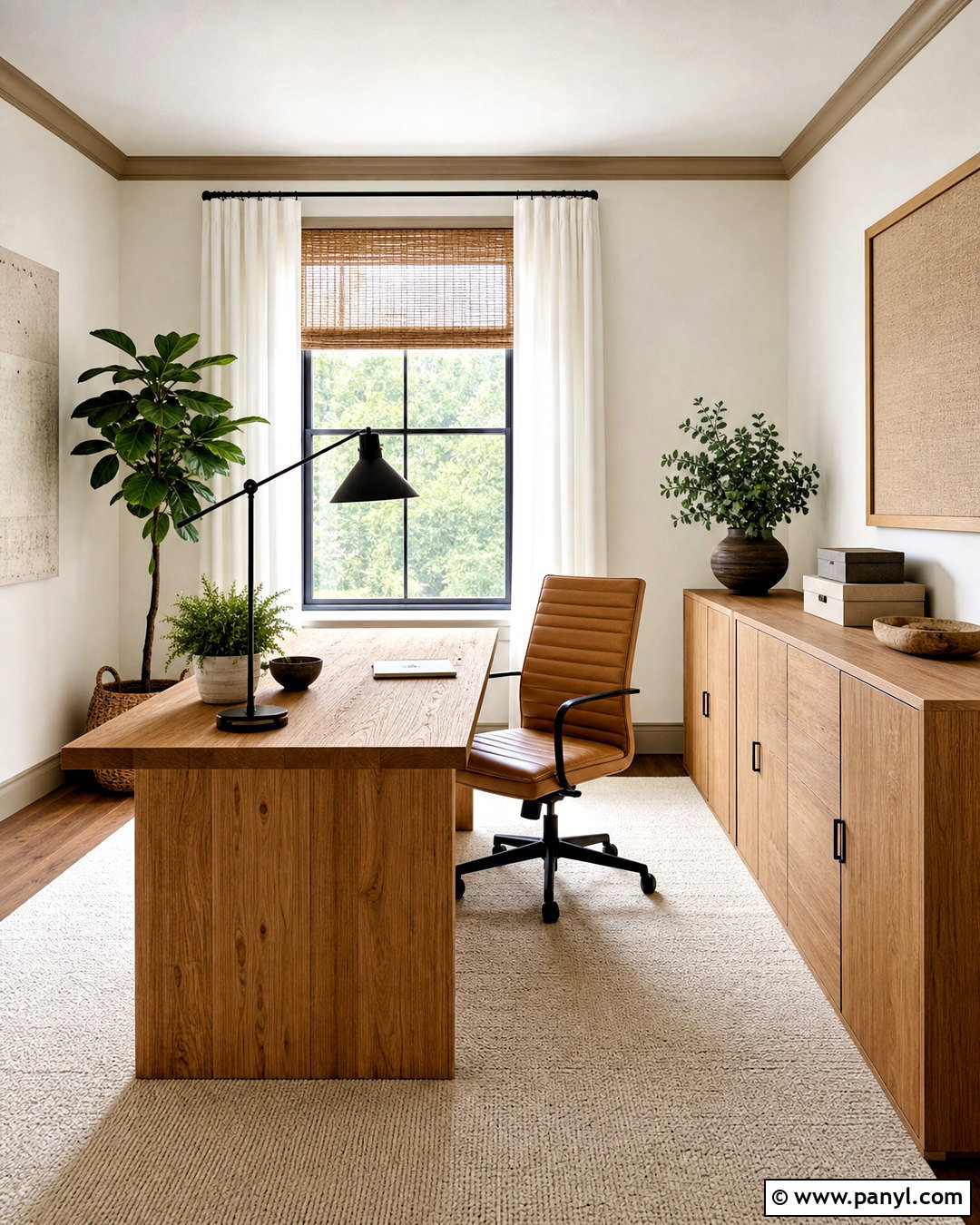 Tan Trim White Walls Home Office - 20 tan trim white walls