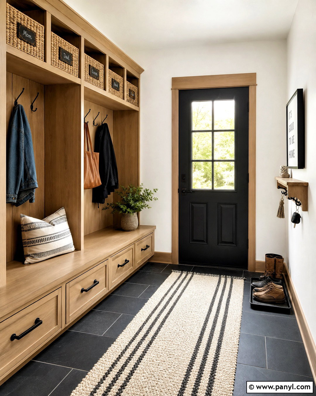 Tan Trim White Walls Mudroom - 20 tan trim white walls