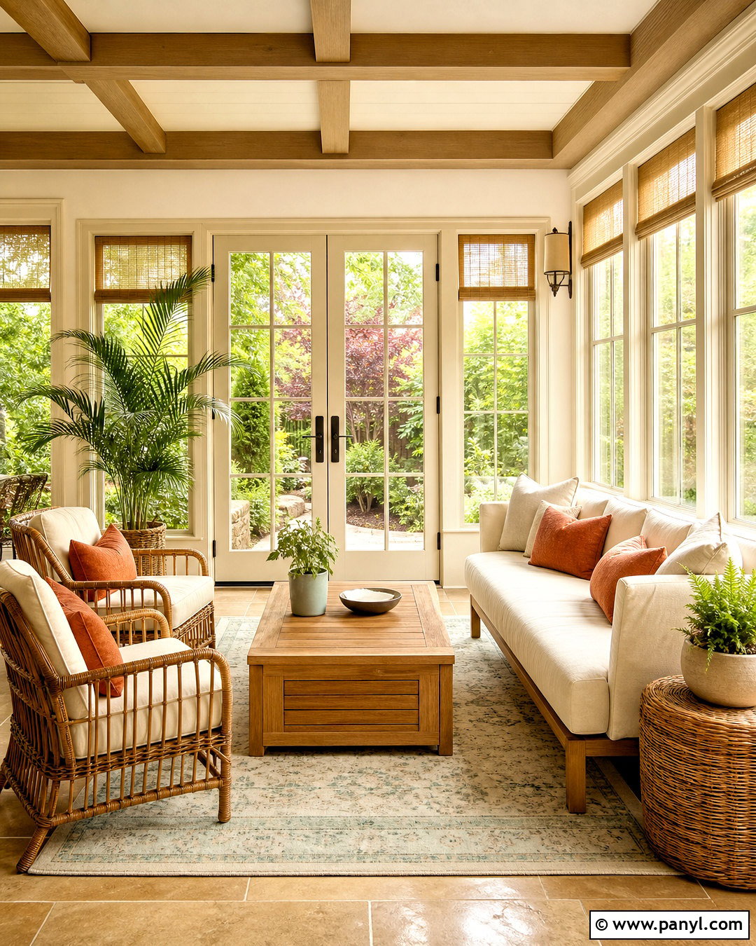 Tan Trim White Walls Sunroom - 20 tan trim white walls
