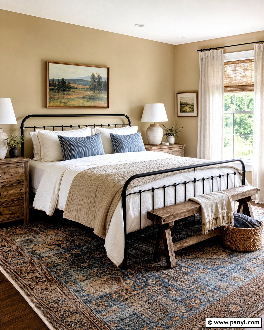 Tan Walls In A Farmhouse Bedroom - 20 tan walls