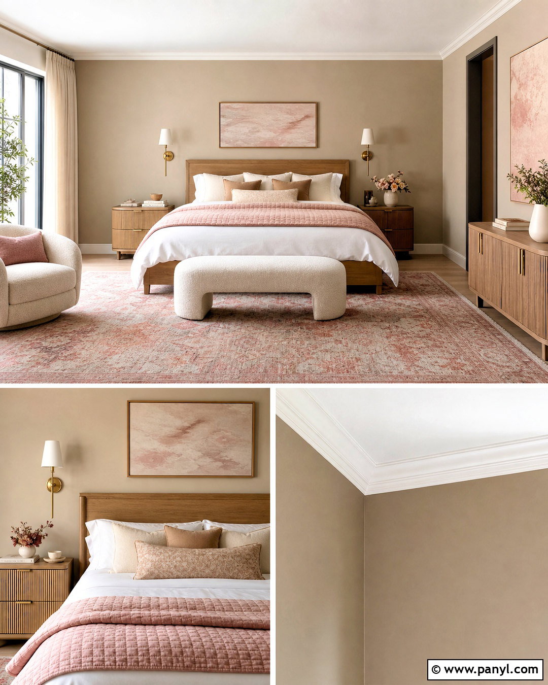 Tan Walls With Blush Pink Decor - 20 tan walls