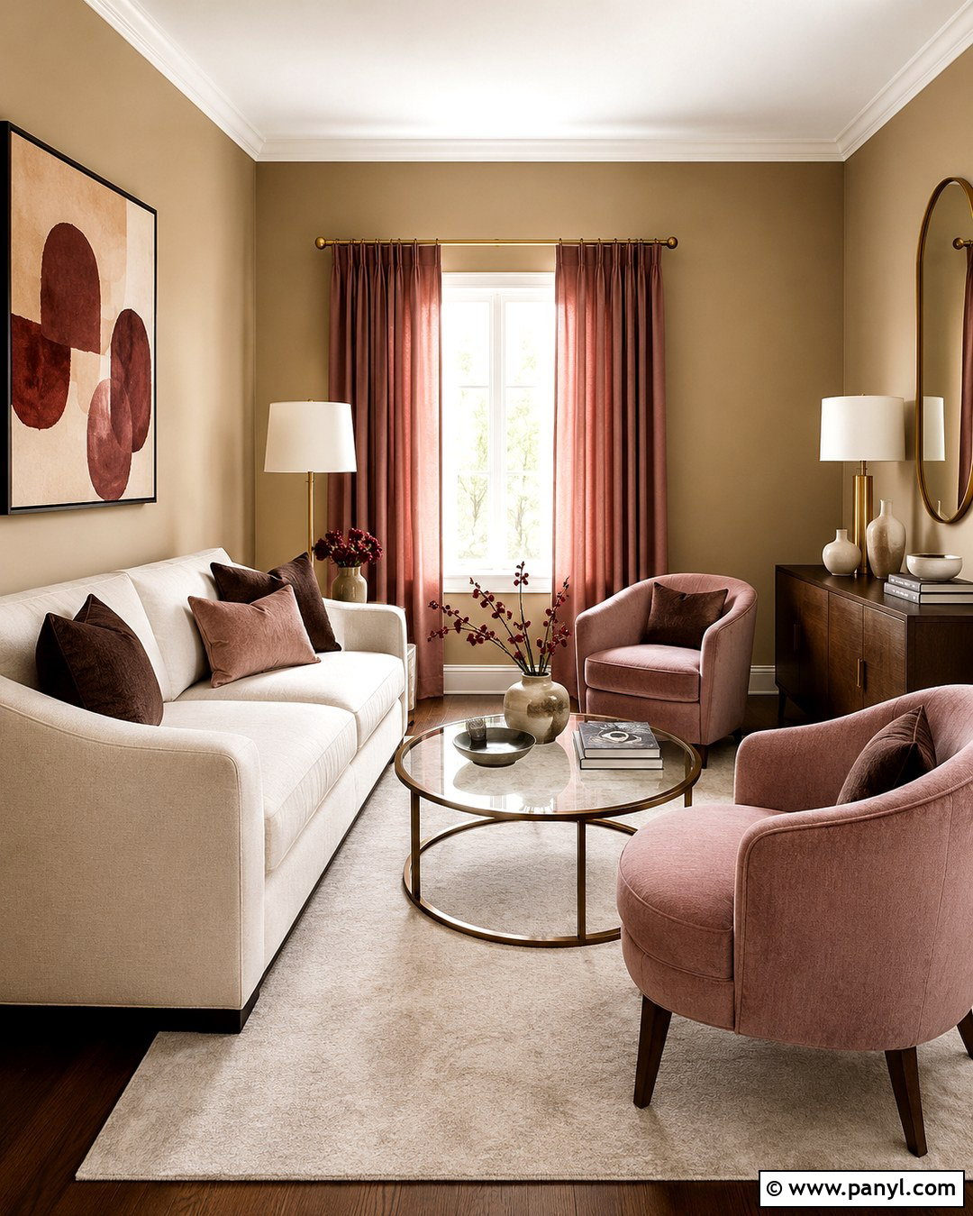 Tan Walls With Blush Pink - 20 Tan Walls Living Room Color Scheme Ideas