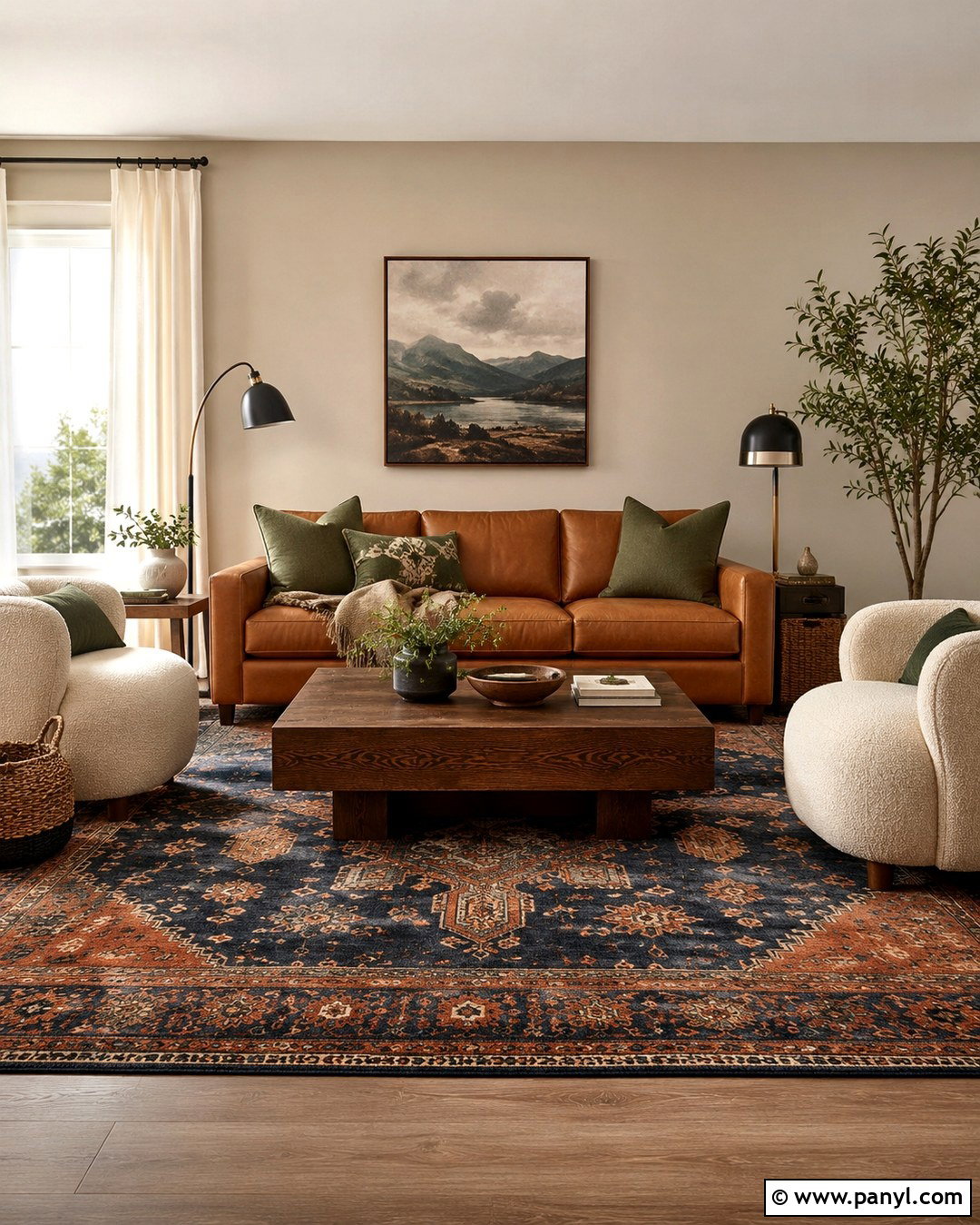 Tan Walls With Cognac Leather - 20 Tan Walls Living Room Color Scheme Ideas