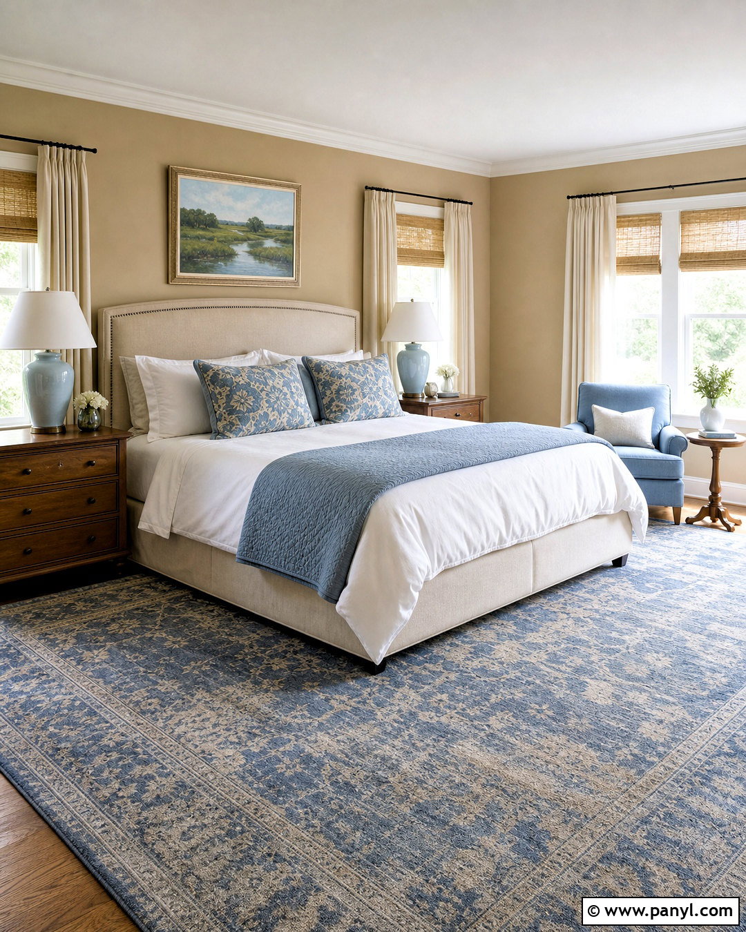 Tan Walls With Dusty Blue Decor - 20 tan walls bedroom ideas