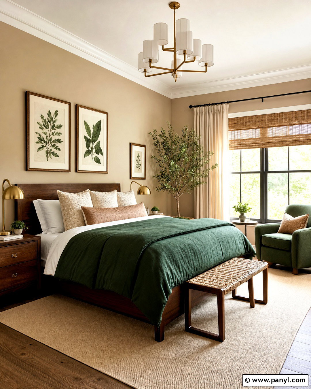 Tan Walls With Forest Green Bedding - 20 tan walls bedroom ideas