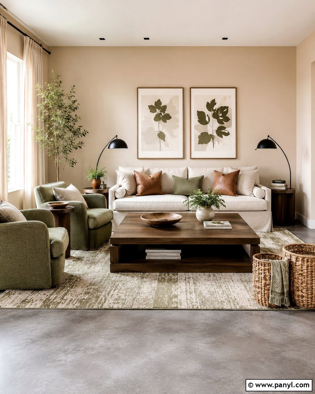 Tan Walls With Grey Floors And Green Accents - 20 Tan Walls Grey Floor Ideas