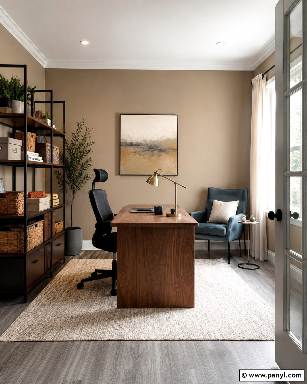 Tan Walls With Grey Home Office Floors - 20 Tan Walls Grey Floor Ideas