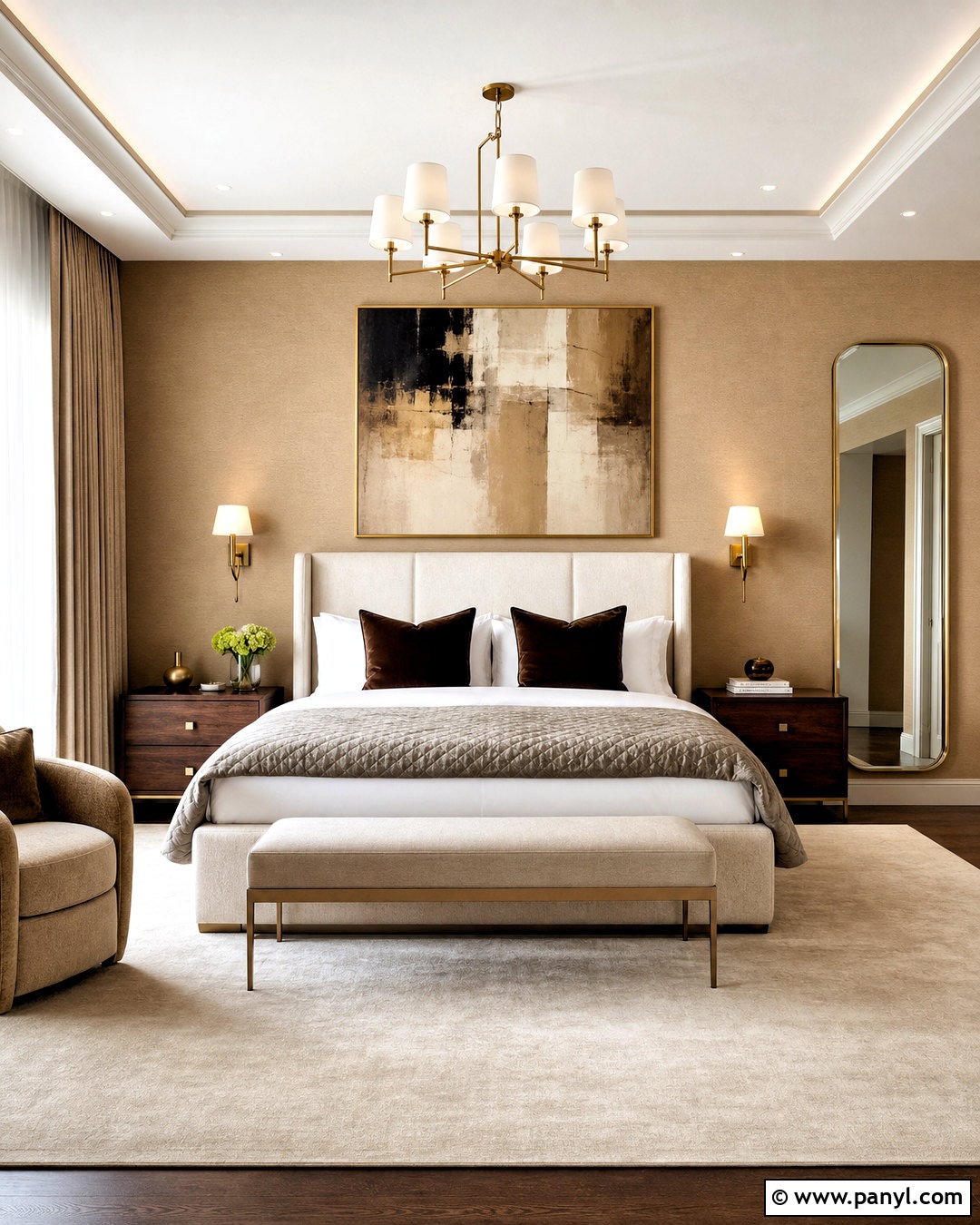 Tan Walls With Luxury Hotel Decor - 20 tan walls bedroom ideas