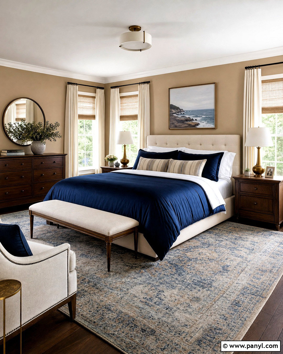 Tan Walls With Navy Blue Bedding - 20 tan walls bedroom ideas