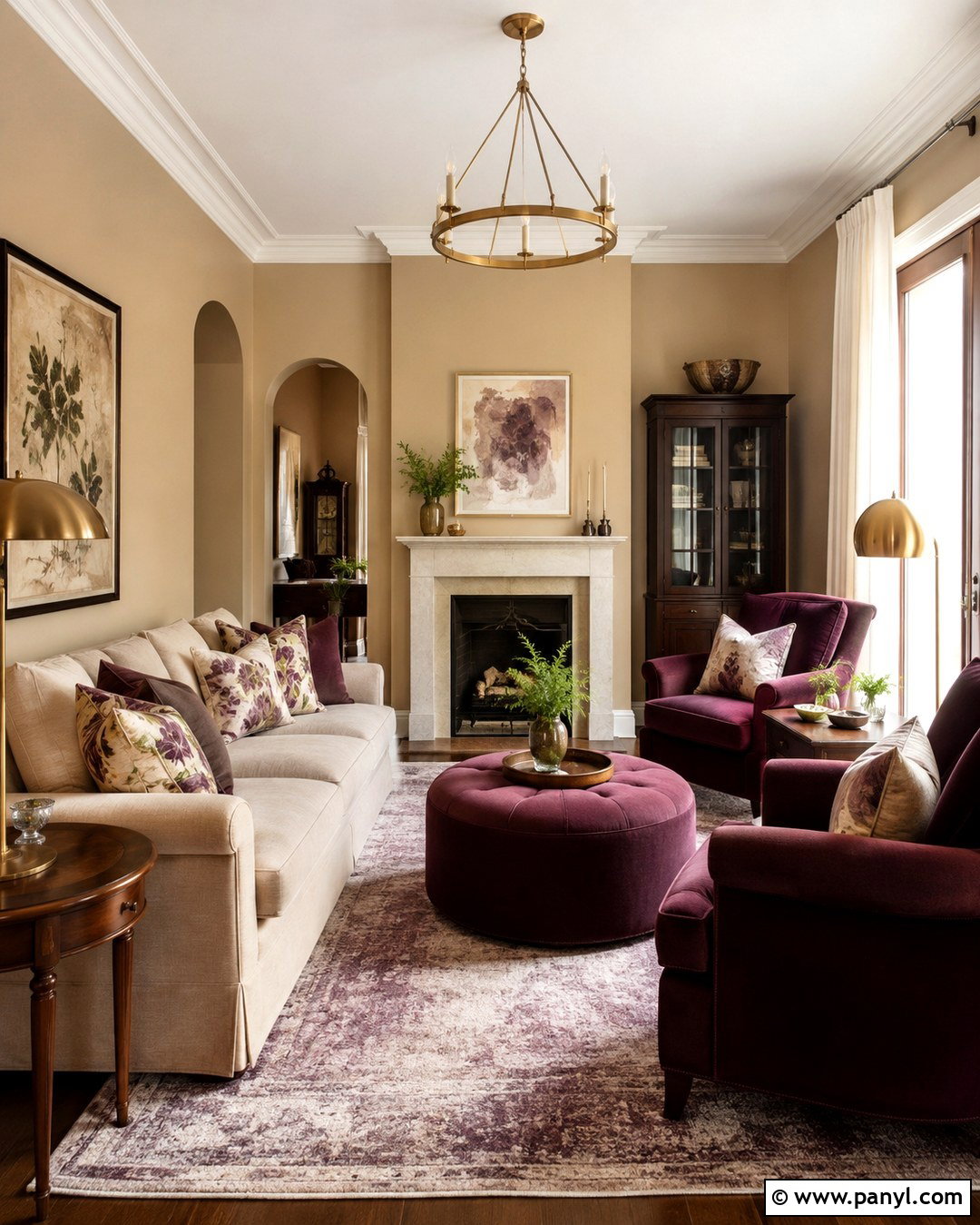 Tan Walls With Plum Purple - 20 Tan Walls Living Room Color Scheme Ideas