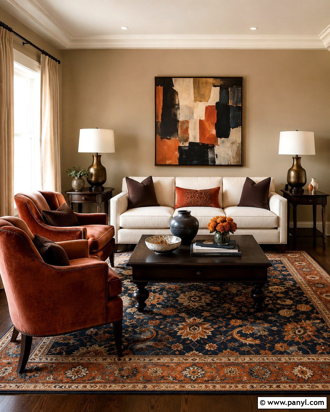 Tan Walls With Rust Orange - 20 Tan Walls Living Room Color Scheme Ideas