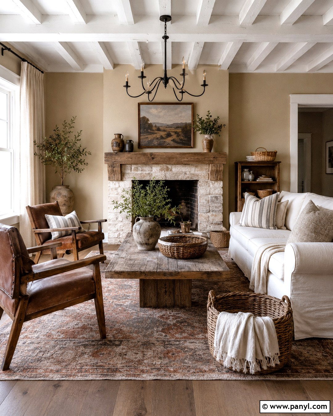 Tan Walls With White Farmhouse Trim - 20 Tan Walls With White Trim Ideas