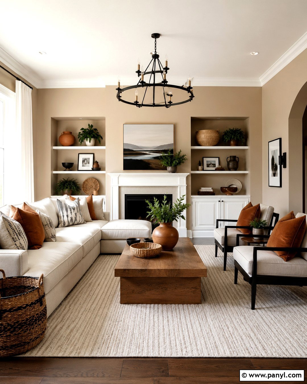Tan Walls With White Trim And Black Accents - 20 Tan Walls With White Trim Ideas