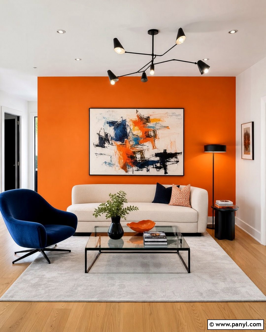 Tangerine Orange Accent Wall - 35 orange wall paint ideas