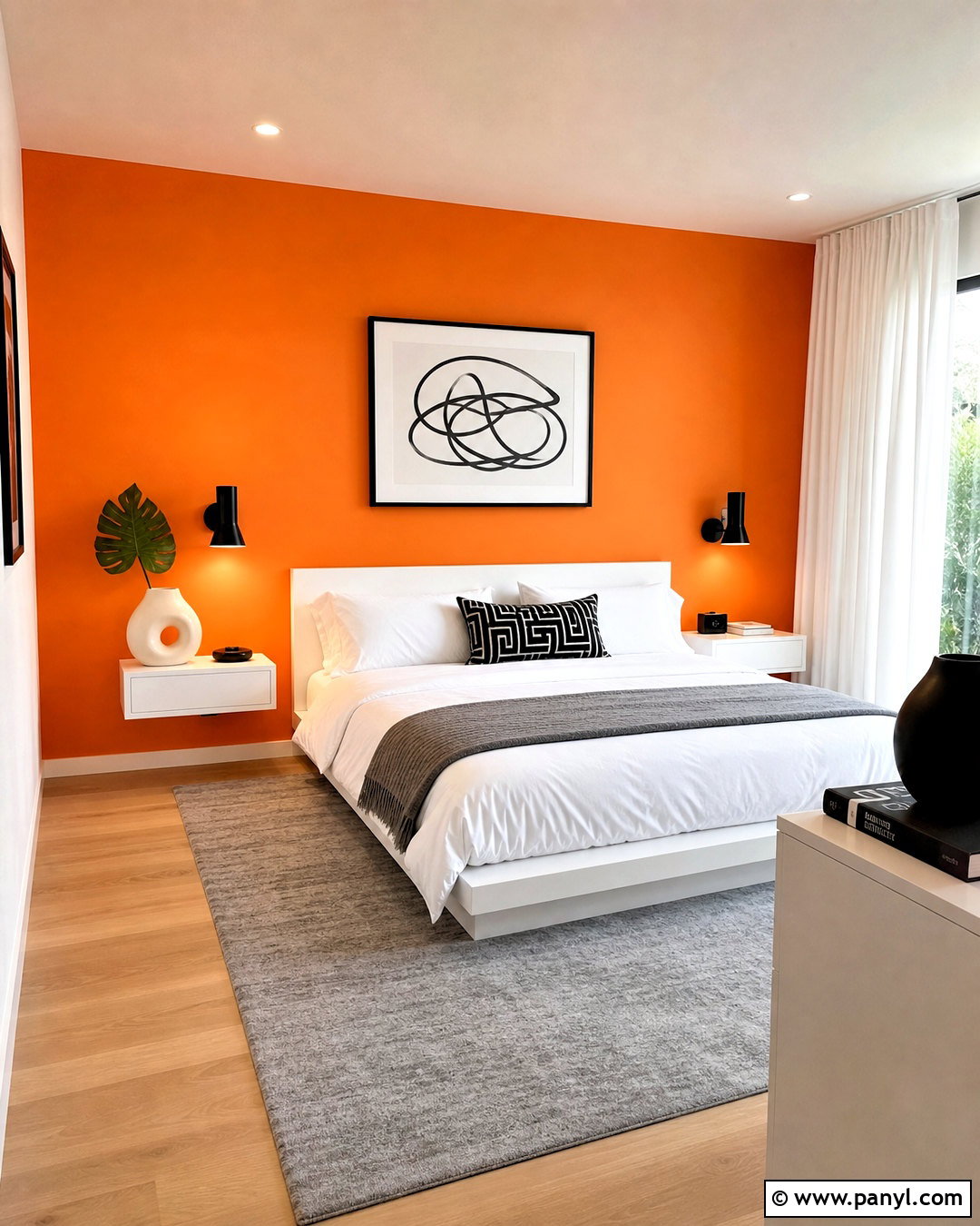 Tangerine Orange Accent Wall Bedroom - 20 orange accent wall bedroom ideas
