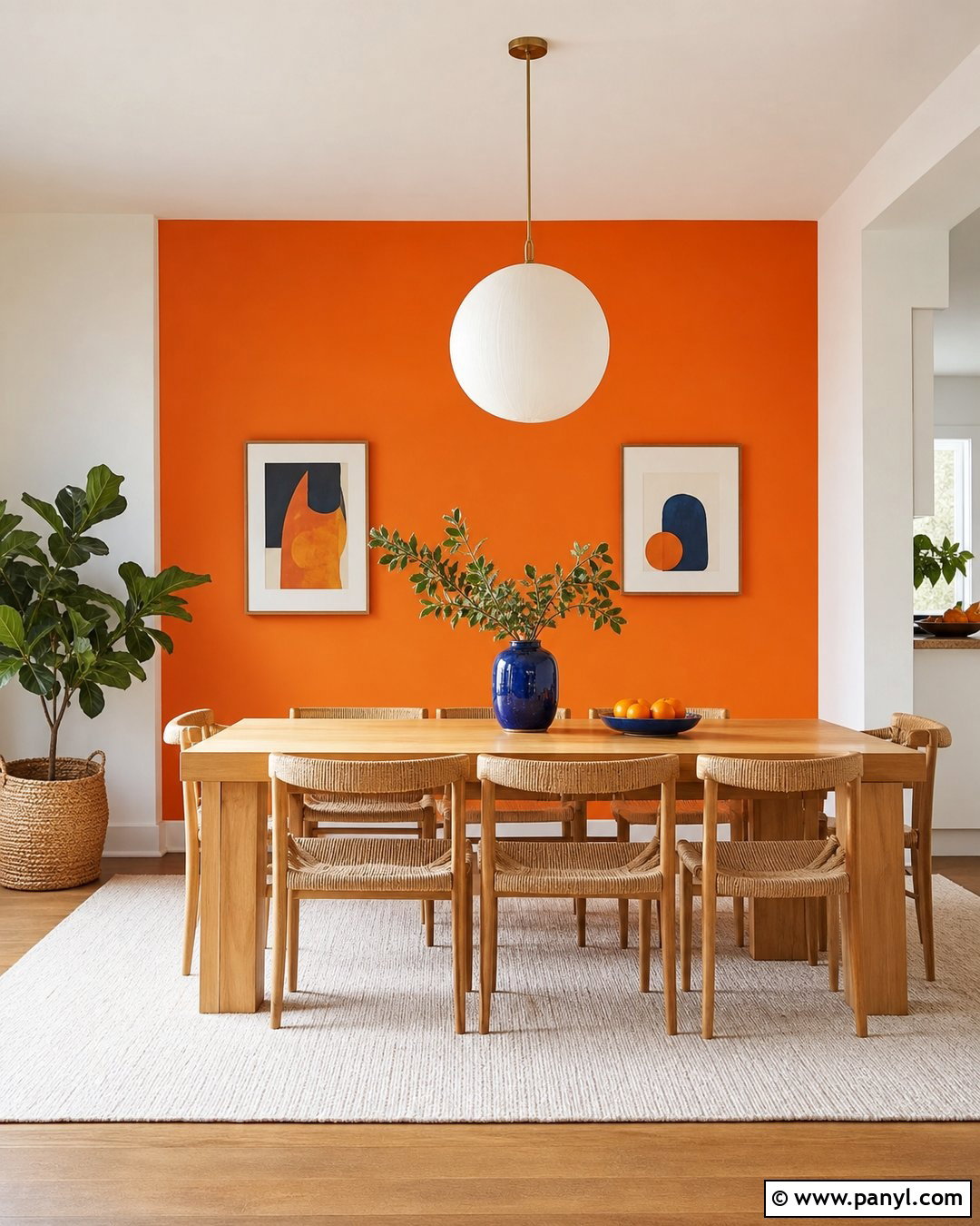 Tangerine Orange Dining Room Accent Wall - 30 orange accent walls