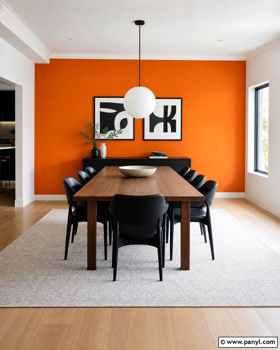 Tangerine Orange Feature Wall Dining Room - 30 orange feature wall ideas