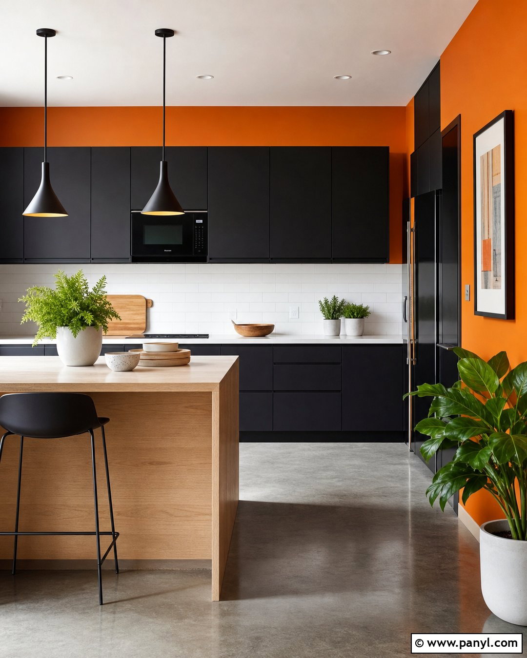 Tangerine Orange Kitchen Walls With Black Cabinets - 35 orange kitchen walls