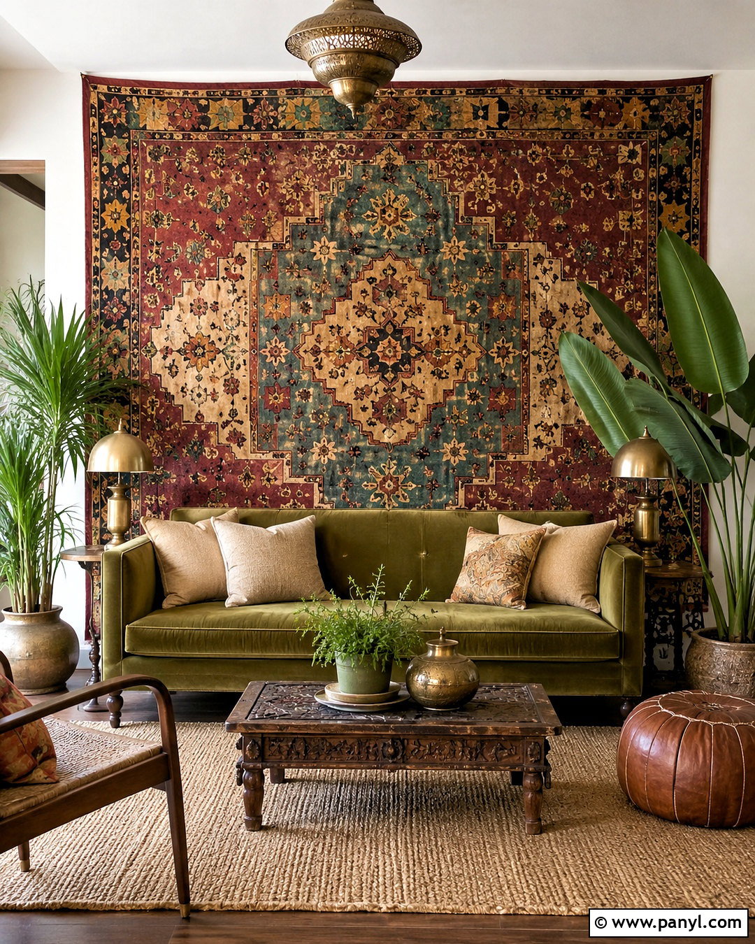 Tapestry Boho Accent Wall - 20 boho accent wall ideas