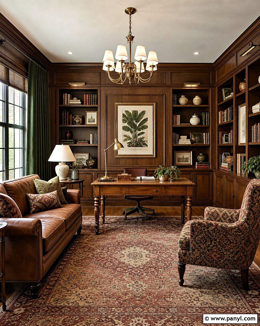 Tarpley Brown Paint for a Traditional Study - 20 warm brown paint colors