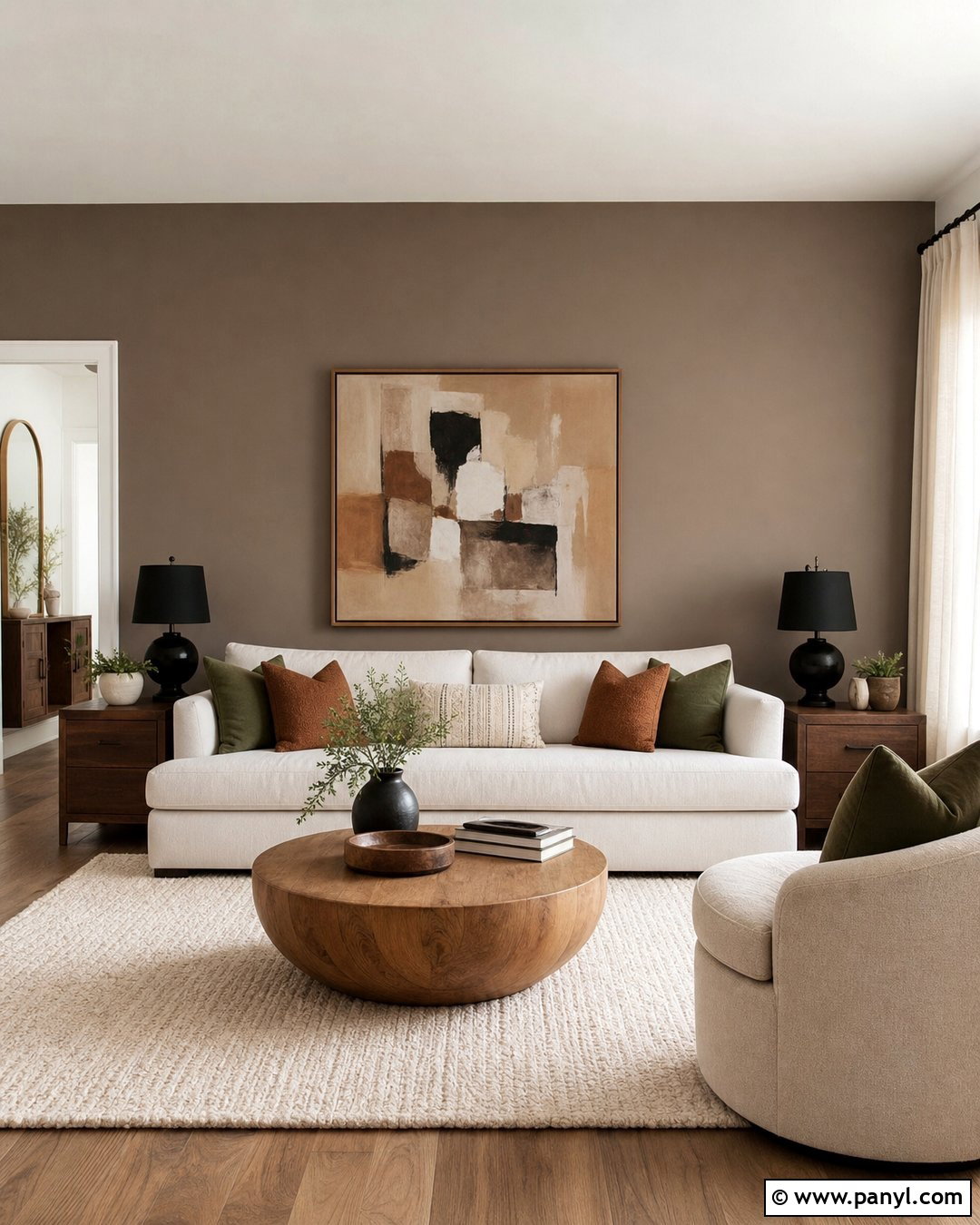 Taupe Accent Wall Behind A Sofa - 30 Taupe Accent Wall Ideas