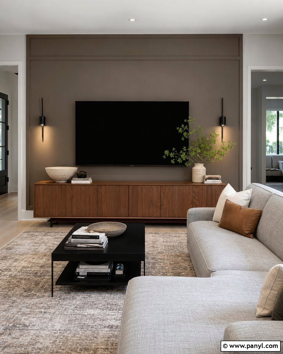 Taupe Accent Wall Behind A TV - 30 Taupe Accent Wall Ideas