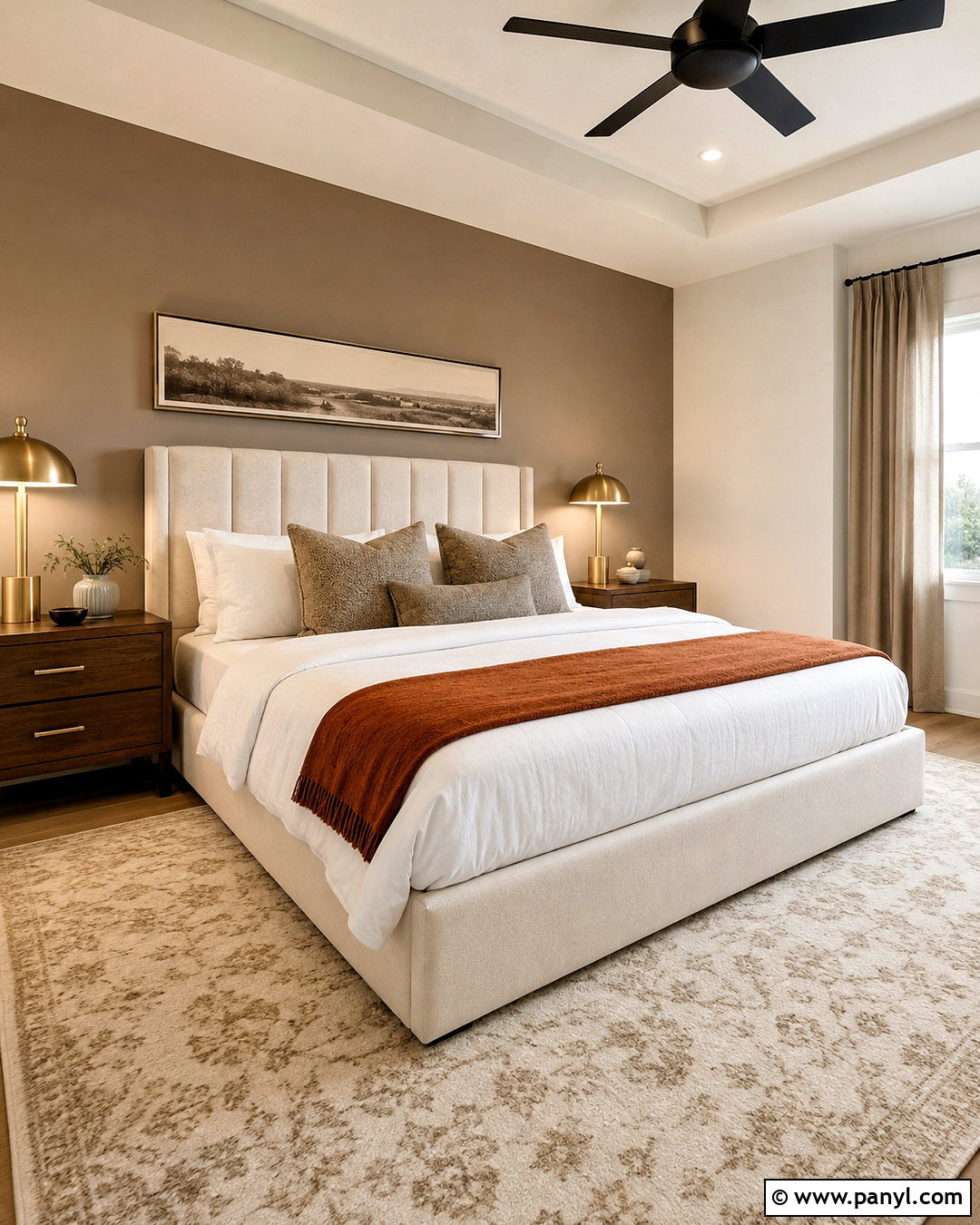 Taupe Accent Wall Behind the Bed - 35 Taupe Wall Color Ideas