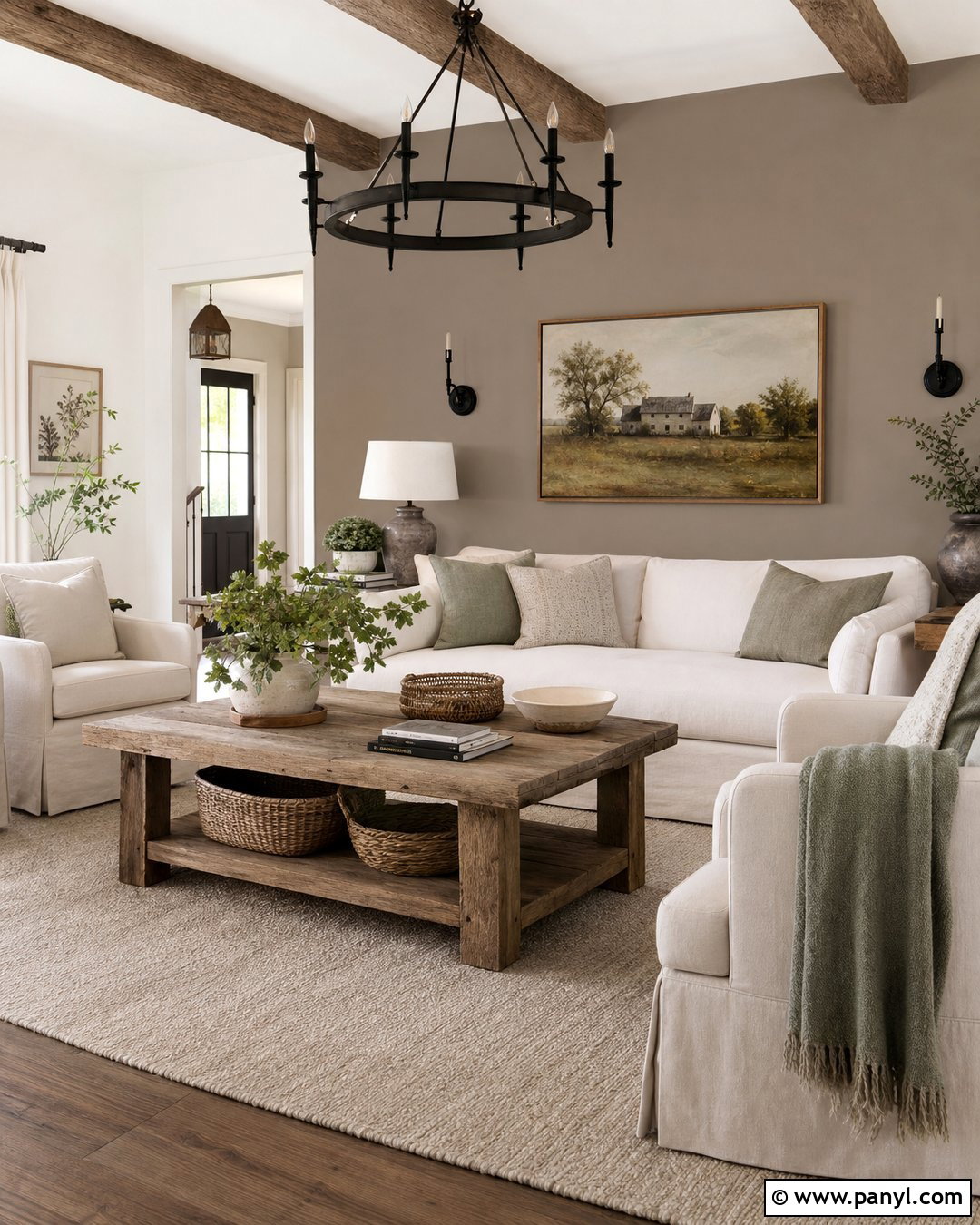 Taupe Accent Wall Farmhouse Living Room - 25 Taupe Accent Wall Living Room Ideas