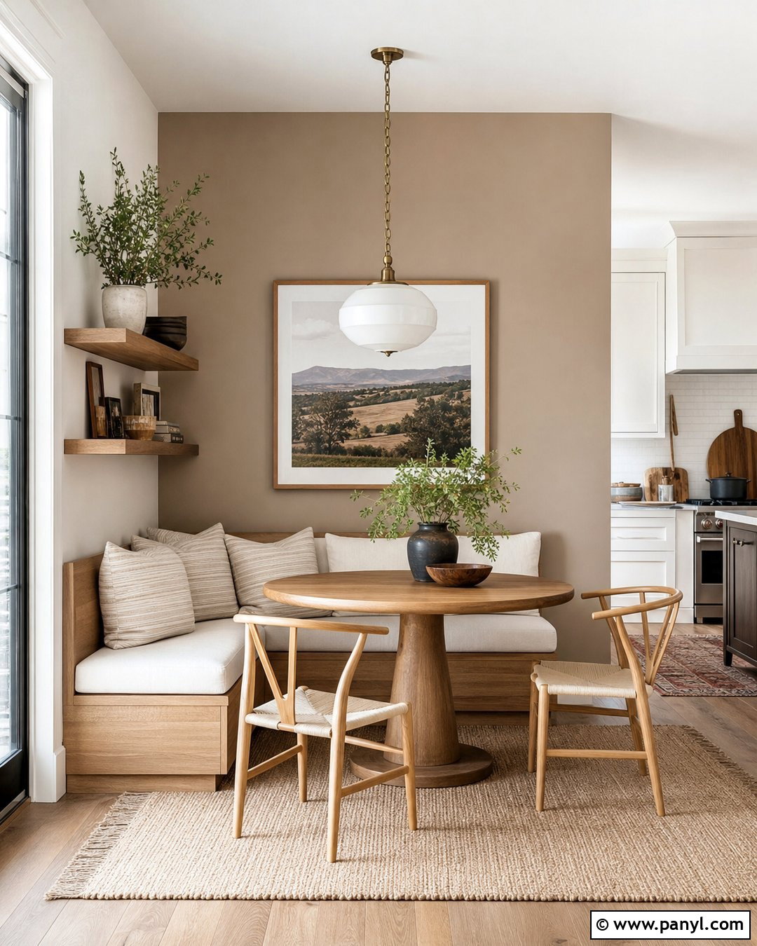 Taupe Accent Wall In A Breakfast Nook - 30 Taupe Accent Wall Ideas