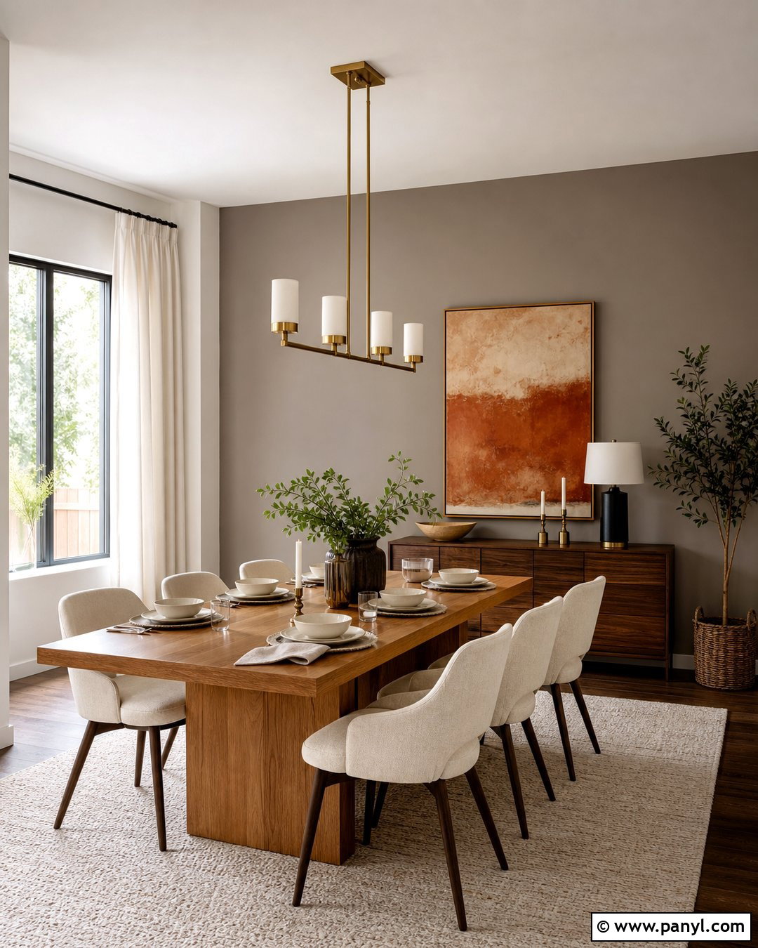 Taupe Accent Wall In A Dining Room - 30 Taupe Accent Wall Ideas